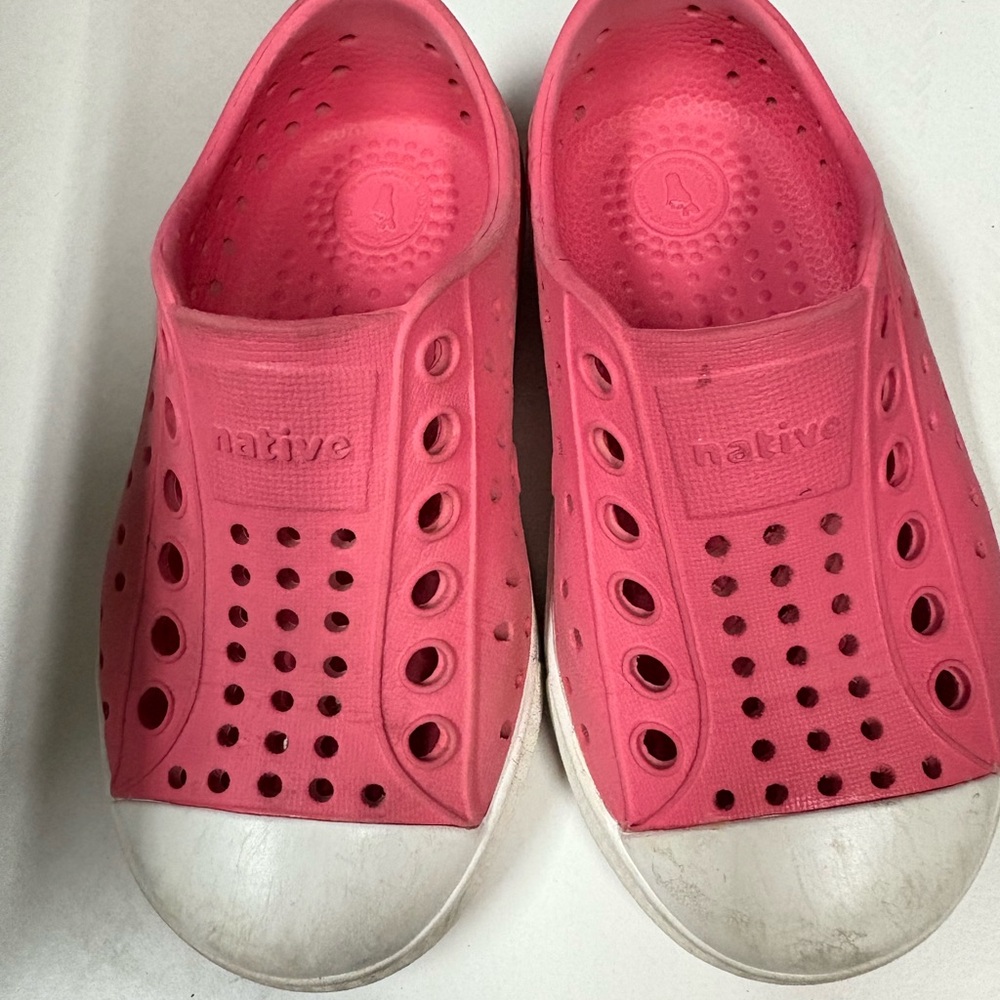 Native Coral and White Perforated Slip-Ons